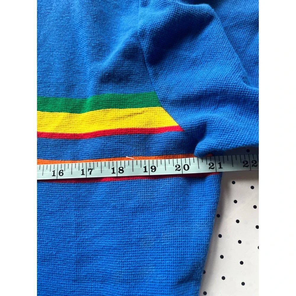 Polo Ralph Lauren Mens Blue Rainbow Multi Stripe Cotton Pique Polo Shirt Large
